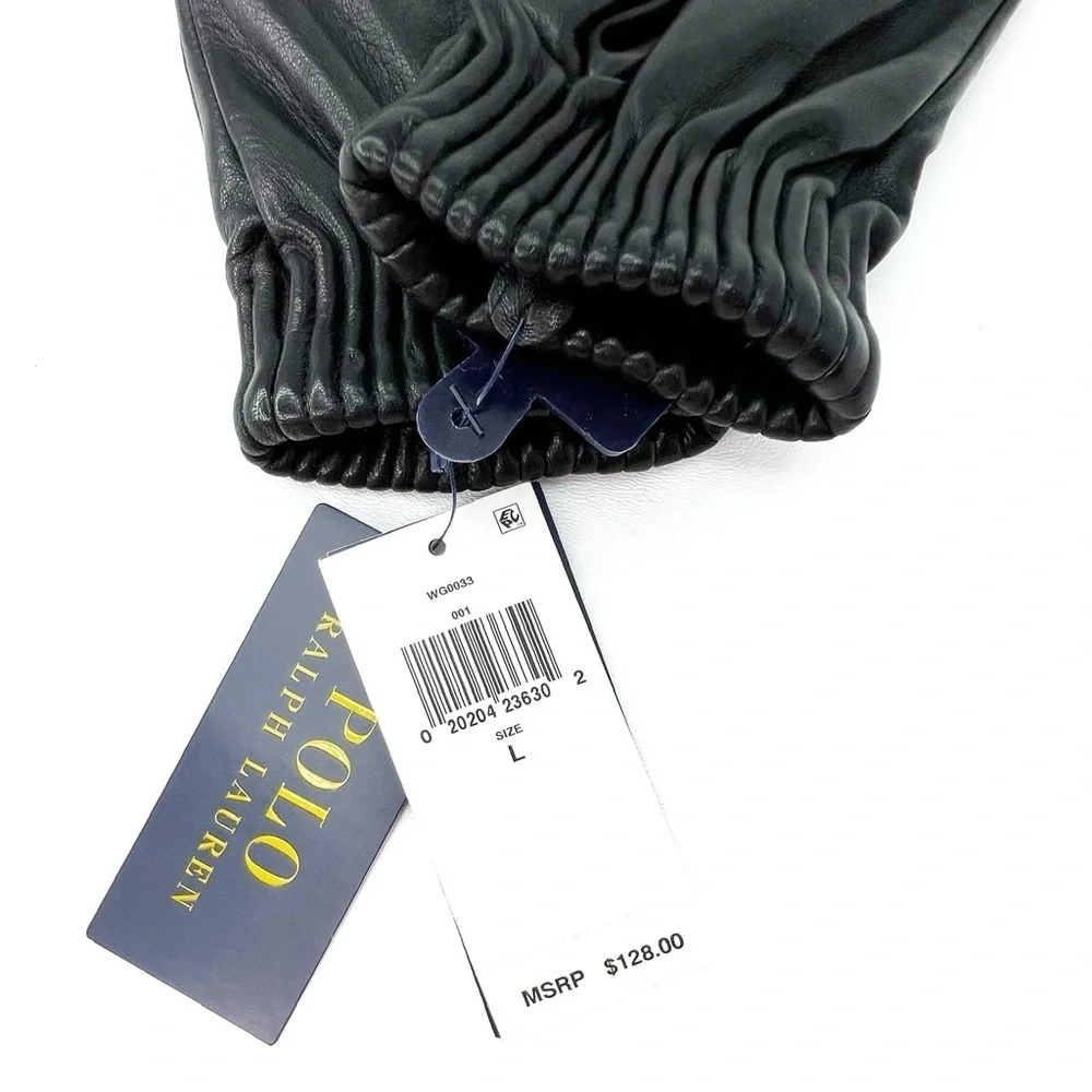 Polo Ralph Lauren Womens Sheepskin Leather Gloves Black Thinsulate Lined New NWT